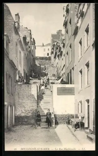 AK Bologne sur Mer, La Rue Machicouli, Ortspartie