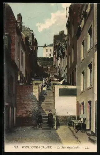 AK Bologne sur Mer, La Rue Machicouli, Ortspartie