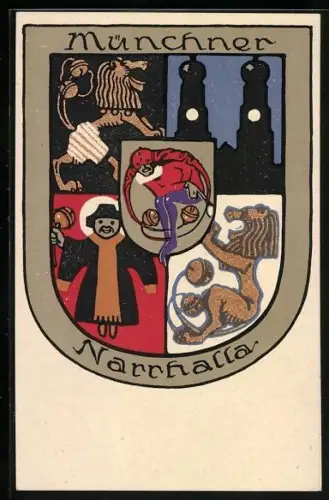AK München, Wappen Karnevalsverein Narrhalla
