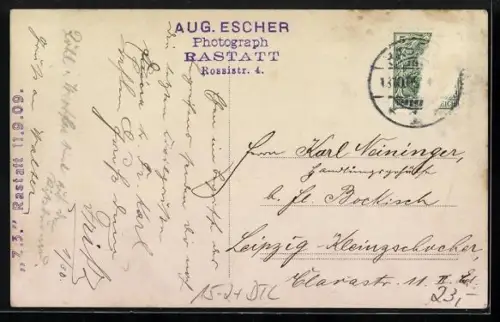 Passepartout-AK Rastatt, Zeppelin über den Dächern der Stadt