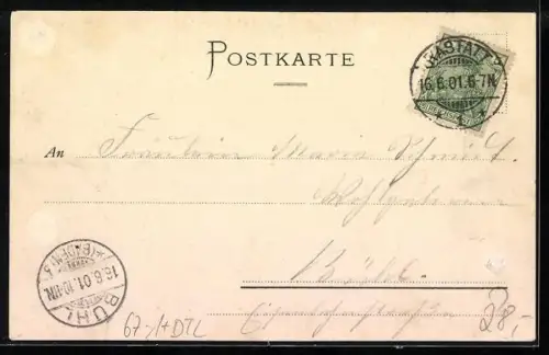 Künstler-AK Rastatt, Gewerbe- u. Industrie-Ausstellung 1901, Springbrunnen