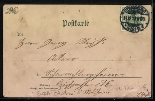 Lithographie Strassburg, Synagoge, der ysere Mann, Centralbahnhof