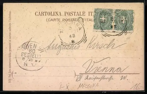 Lithographie Messina, Cariddi, Badia, Marina