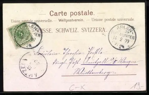 Lithographie Wiesholz, Haushaltungsschule Maria Hilf, Kirche