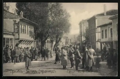 AK Prilep, Strassenpartie mit Soldaten