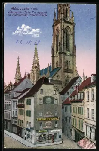 AK Mülhausen i. Els., Gänseplatz mit Postkarten-Grosshandlung Carl Kittler