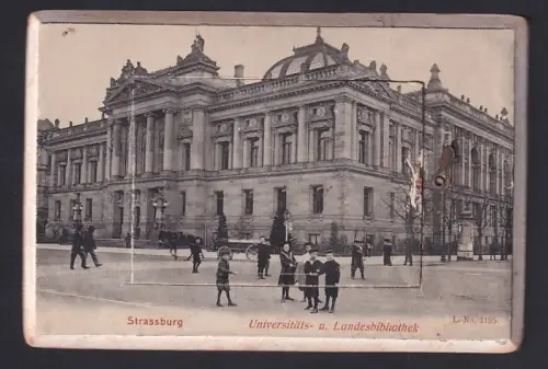 Leporello-AK Strassburg, Universitäts-und Landesbibliothek, Justizpalast, Kleberplatz, Theater, Kaiserpalast