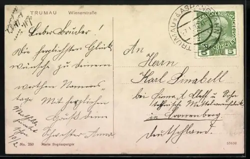 AK Trumau, Gasthaus von N. Staudingen in der Wienerstrasse