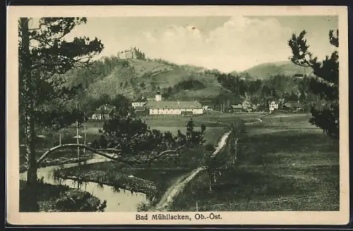 AK Bad Mühllacken /Ob.-Öst., Ortspartie mit Ruine