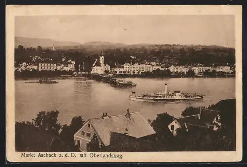 AK Aschach a. d. D., Teilansicht mit Oberlandshag