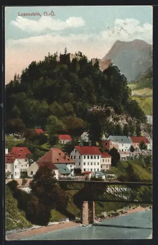 AK Losenstein /O.-Ö., Teilansicht mit Brücke