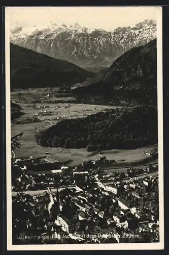 AK Bad Ischl, Salzkammergut, Teilansicht mit dem Dachstein