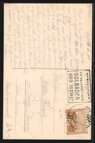 AK Bad Ischl, Salzkammergut, Teilansicht mit dem Dachstein