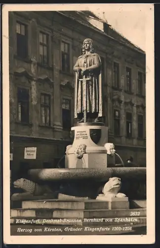 AK Klagenfurt, Denkmal-Brunnen Bernhard von Spanheim