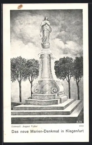 Künstler-AK Klagenfurt, das neue Marien-Denkmal