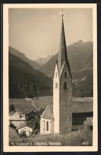 AK St. Lorenzen i. Lesachtal, Ortsansicht mit Kirche
