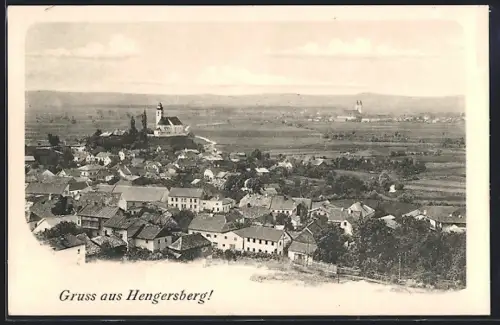 AK Hengersberg / Ndb., Ortsansicht mit Kirche