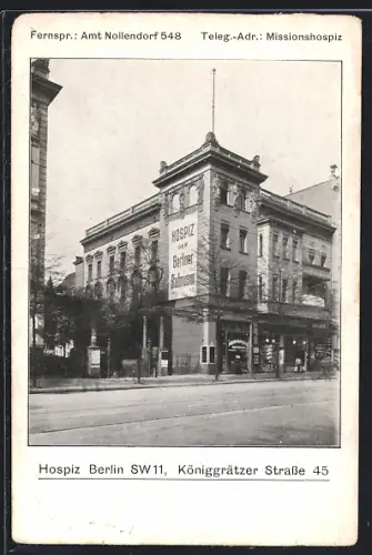 AK Berlin-Kreuzberg, Hospiz der Berliner Stadtmission, Königgrätzer Strasse 45