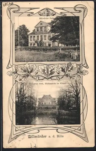 AK Hamburg-Billwärder, Gasthaus Billwärder Park, Jugendstil-Passepartout