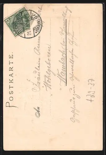 Passepartout-Lithographie Alt-Frankfurt, Dom u. Wappen