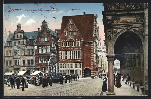 AK Bremen, Marktplatz, Rathauspassage, Ratscafé