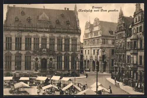 AK Bremen, Marktplatz vom Dom gesehen