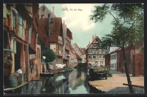 AK Ulm / Donau, An der Blau