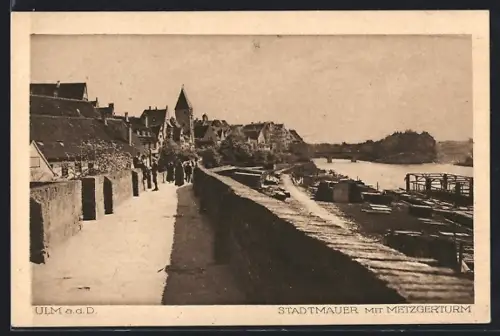 AK Ulm a. d. D., Stadtmauer, Metzgerturm