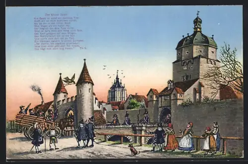 AK Ulm / Donau, Stadttor, Stadtmauer, Ulmer Spatz