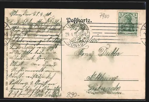 AK Ulm a. D., Ehinger Tor, Zündeltor, Strassenansicht