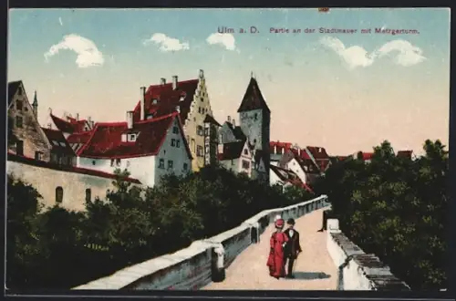 AK Ulm a. D., Stadtmauer, Metzgerturm