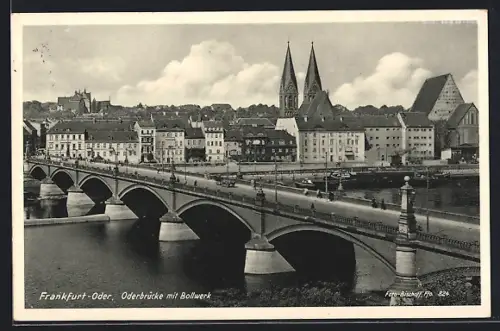AK Frankfurt /Oder, Oderbrücke mit Bollwerk
