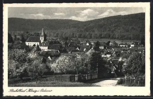 AK König i. Odenw., Gesamtansicht mit Kirche und umliegender Landschaft