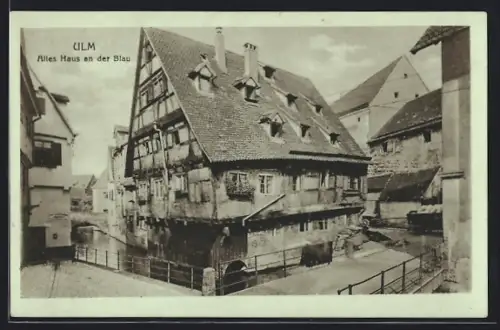 AK Ulm / Donau, Altes Haus an der Blau