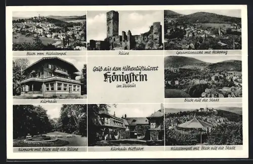 AK Königstein im Taunus, Ruine, Kurhaus, Blick auf die Stadt