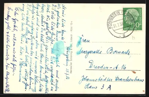 AK Königstein im Taunus, Ruine, Kurhaus, Blick auf die Stadt