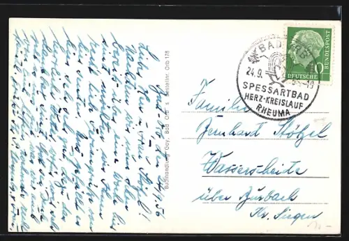 AK Bad Orb i. Spessart, Kath. Kirche und kleinstes Haus