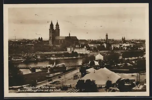 AK Magdeburg, Blick vom Ausstellungsturm auf die Stadt