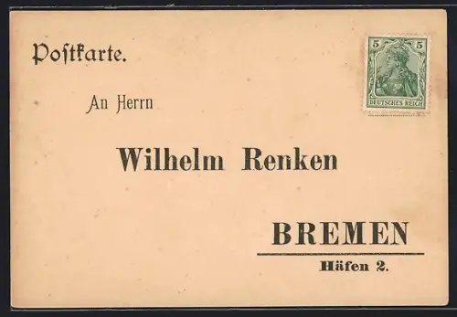 AK Bremen, Korrespondenzkarte Wilhelm Renken, Häfen 2