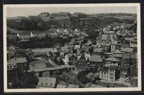 AK Oberstein a. d. Nahe, Stadtansicht mit Brücke und Schloss