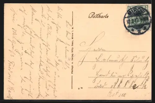 AK Mirow i. Meckl., Mirower See, Ruderboot, Uferpartie