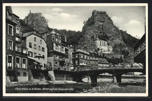 AK Oberstein a.d. Nahe, Blick auf die Felsenkirche