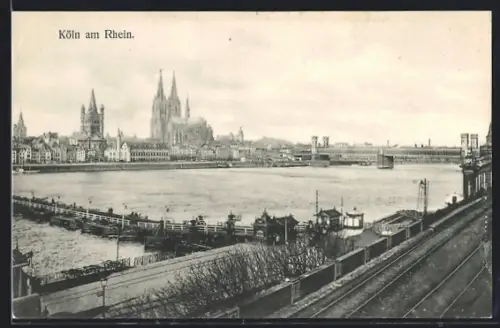 AK Köln am Rhein, Blick auf Dom und Altstadt