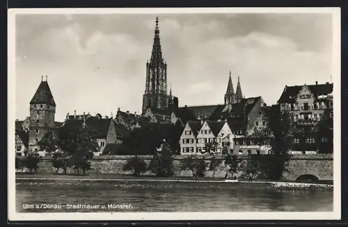 AK Ulm a. Donau, Stadtmauer, Münster