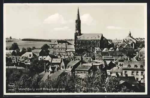 AK Münchberg, Stadtansicht mit Kirche vom Kreuzberg aus