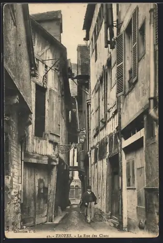 AK Troyes, La Rue des Chats