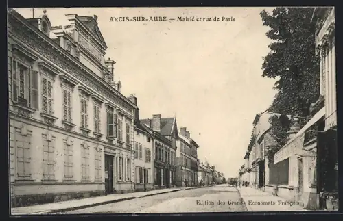 AK Arcis-sur-Aube, Mairie et rue de Paris