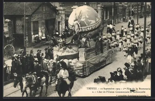 AK Troyes, Char de l`Union Commerciale et Industrielle, Fête de la Bonneterie 1909