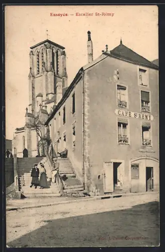AK Essoyes, Escalier St-Rémy et Café St-Rémy