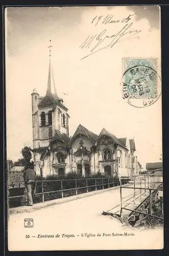 AK Pont-Sainte-Marie, L`Église de Pont-Sainte-Marie et le chemin environnant